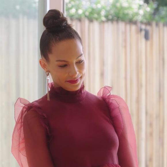 NWOT Zara burgundy blouse size medium featured on SS - Picture 2 of 10